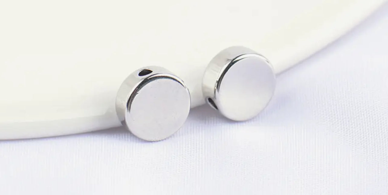 Platinum Round Flat Spacer Beads
