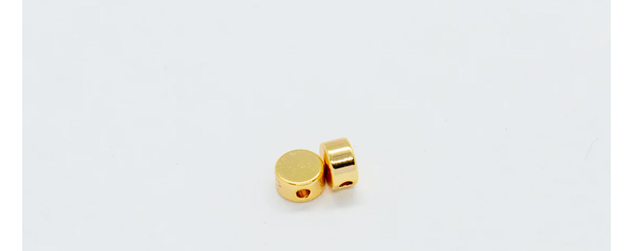 24K Gold Color Plated Brass Round Flat Spacer Beads