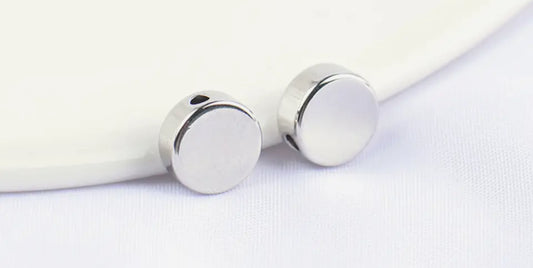 Platinum  Round Flat Spacer Beads